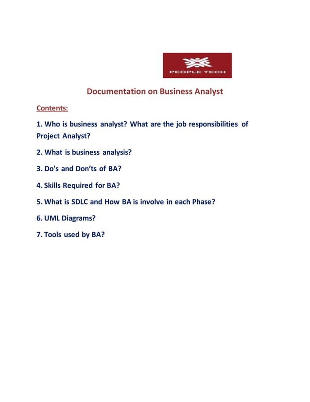Business Analyst Documentation PDF