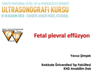 Fetal plevral effüzyon
Yavuz Şimşek
Kırıkkale Üniversitesi Tıp Fakültesi
KHD Anabilim Dalı
 