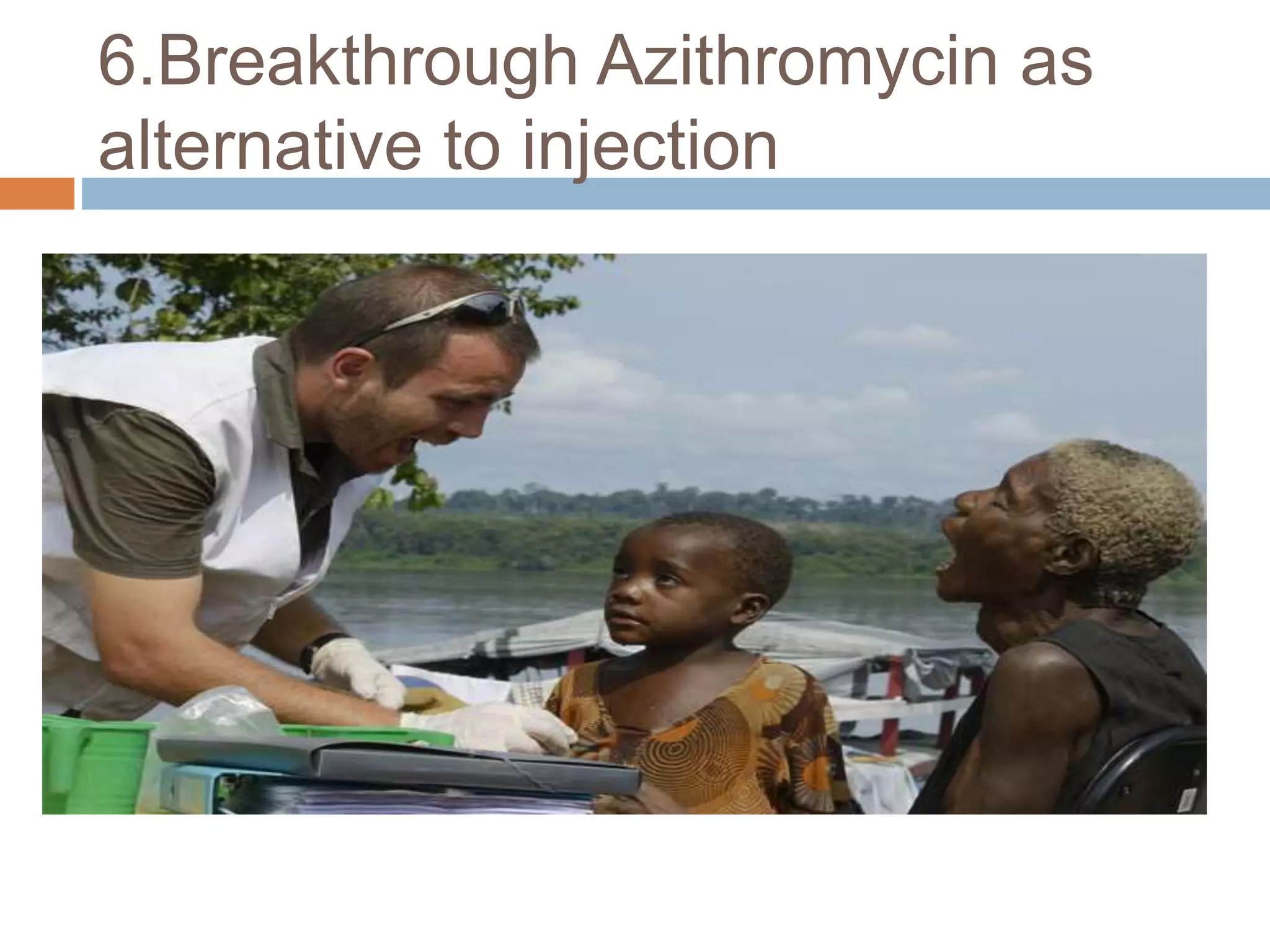 6.Breakthrough Azithromycin as
alternative to injection
 