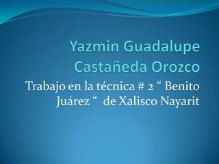 Trabajo en la técnica # 2 “ Benito
     Juárez “ de Xalisco Nayarit
 