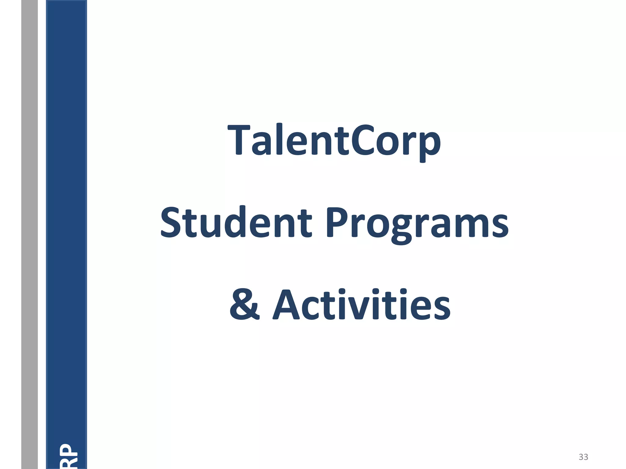33 
ABOL G 
MARGORP 
TalentCorp 
Student Programs 
& Activities 
 