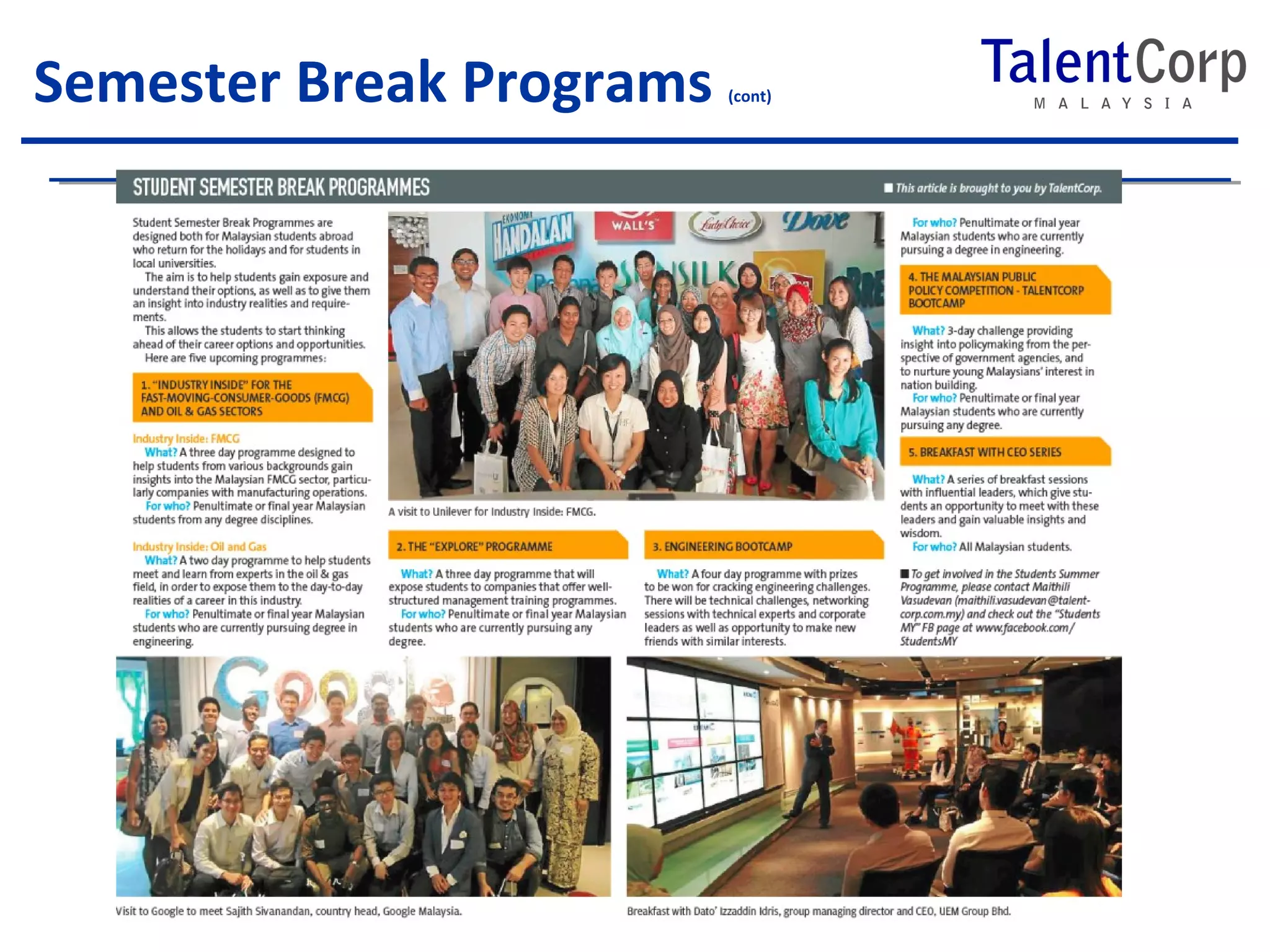 Semester Break Programs (cont) 
 