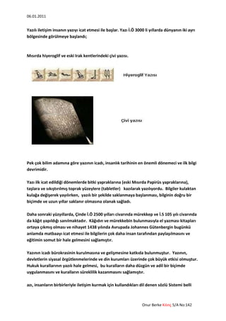 Yazının tarihçesi