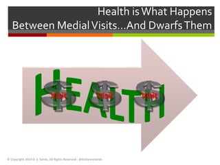 Health is What Happens 
Between Medial Visits…And Dwarfs Them 
Visit Visit Visit 
© Copyright 2014 D. Z. Sands, All Rights Reserved - @DrDannySands 
 