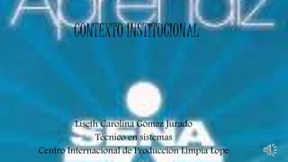 CONTEXTO INSTITUCIONAL
Liseth Carolina Gómez Jurado
Técnico en sistemas
Centro Internacional de Producción Limpia Lope
 