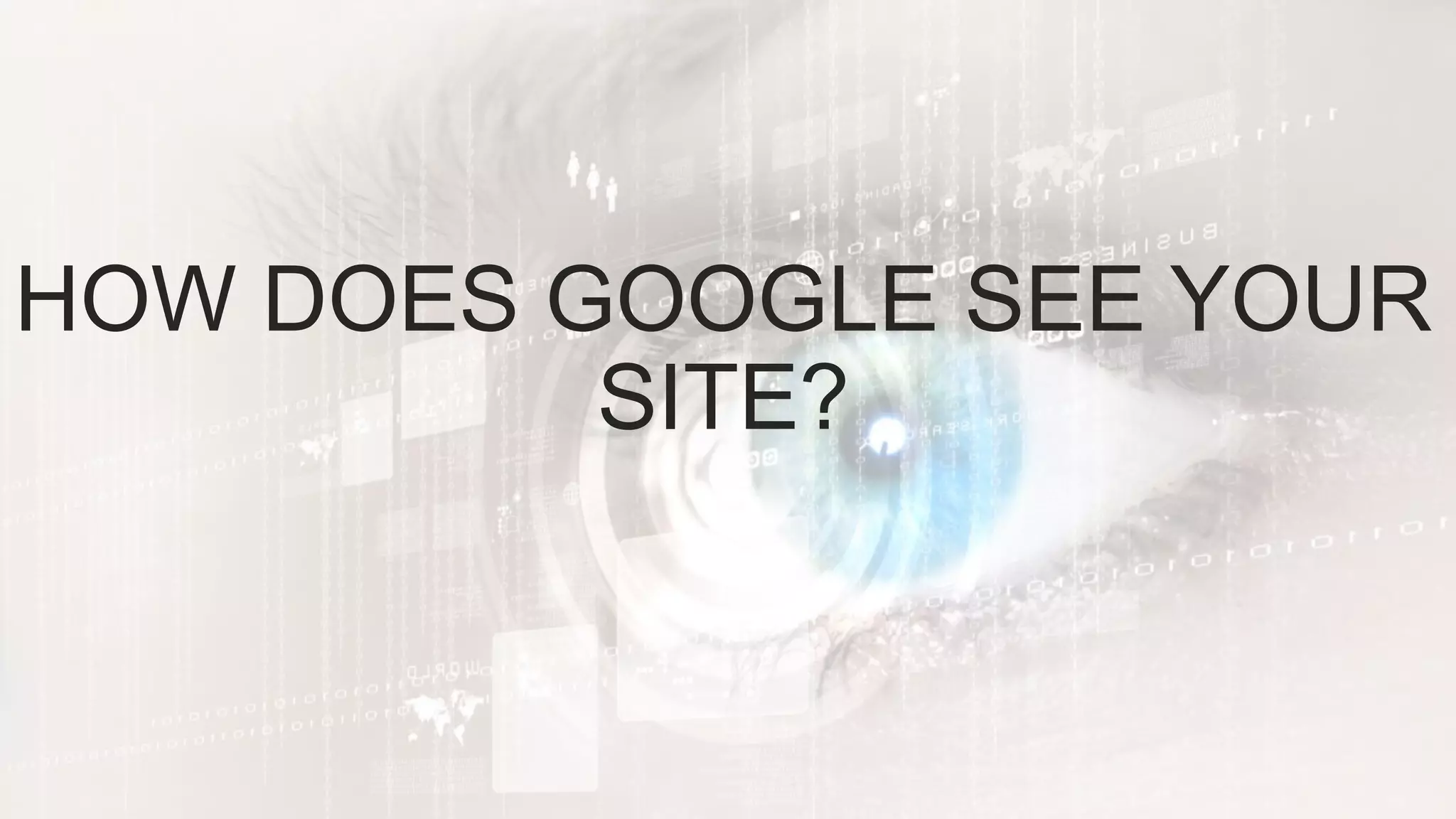 HOW DOES GOOGLE SEE YOUR
SITE?
 