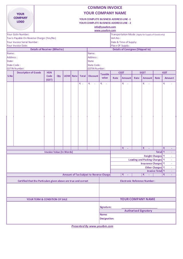 Ybm Gst Invoice Format