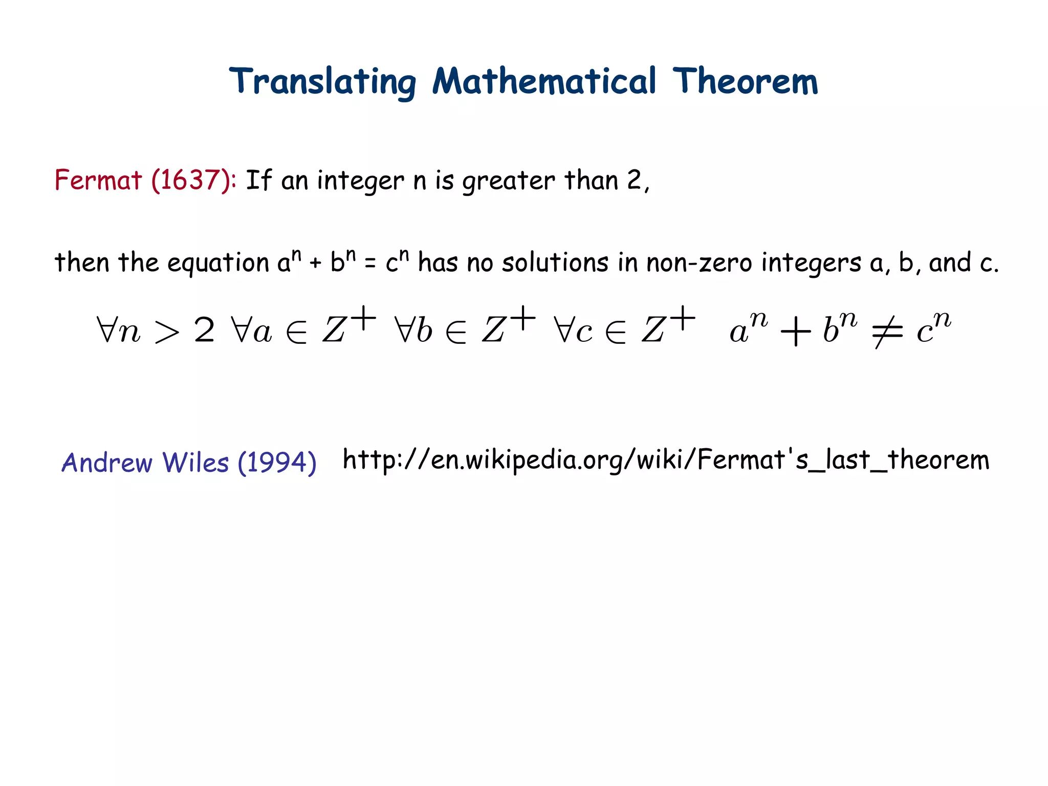 Discrete Math Lecture 02: First Order Logic | PPT