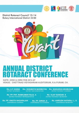 Ybrant Annual District Rotaract Conference Magazine. R.I.Dist 3230