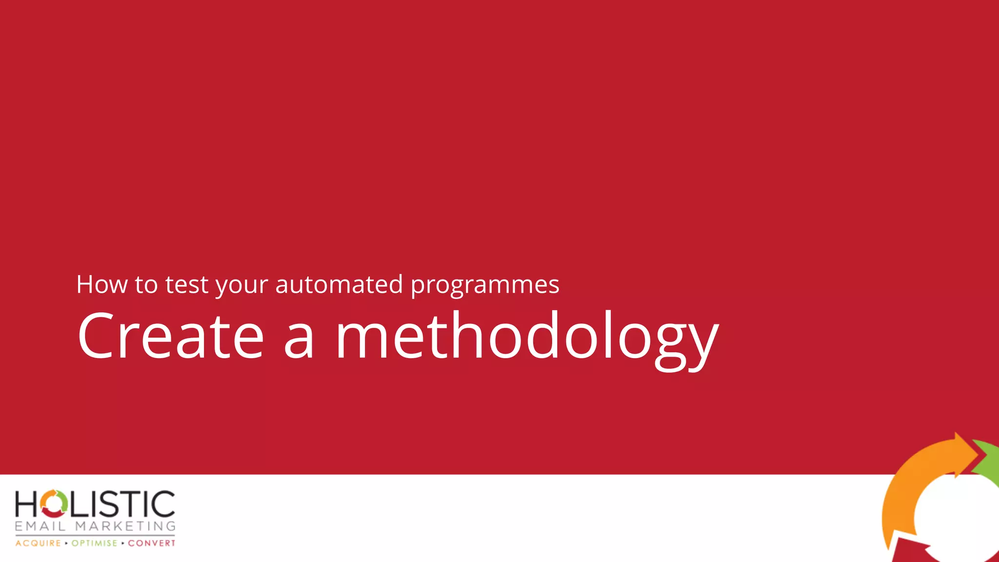 Create a methodology
How to test your automated programmes
 