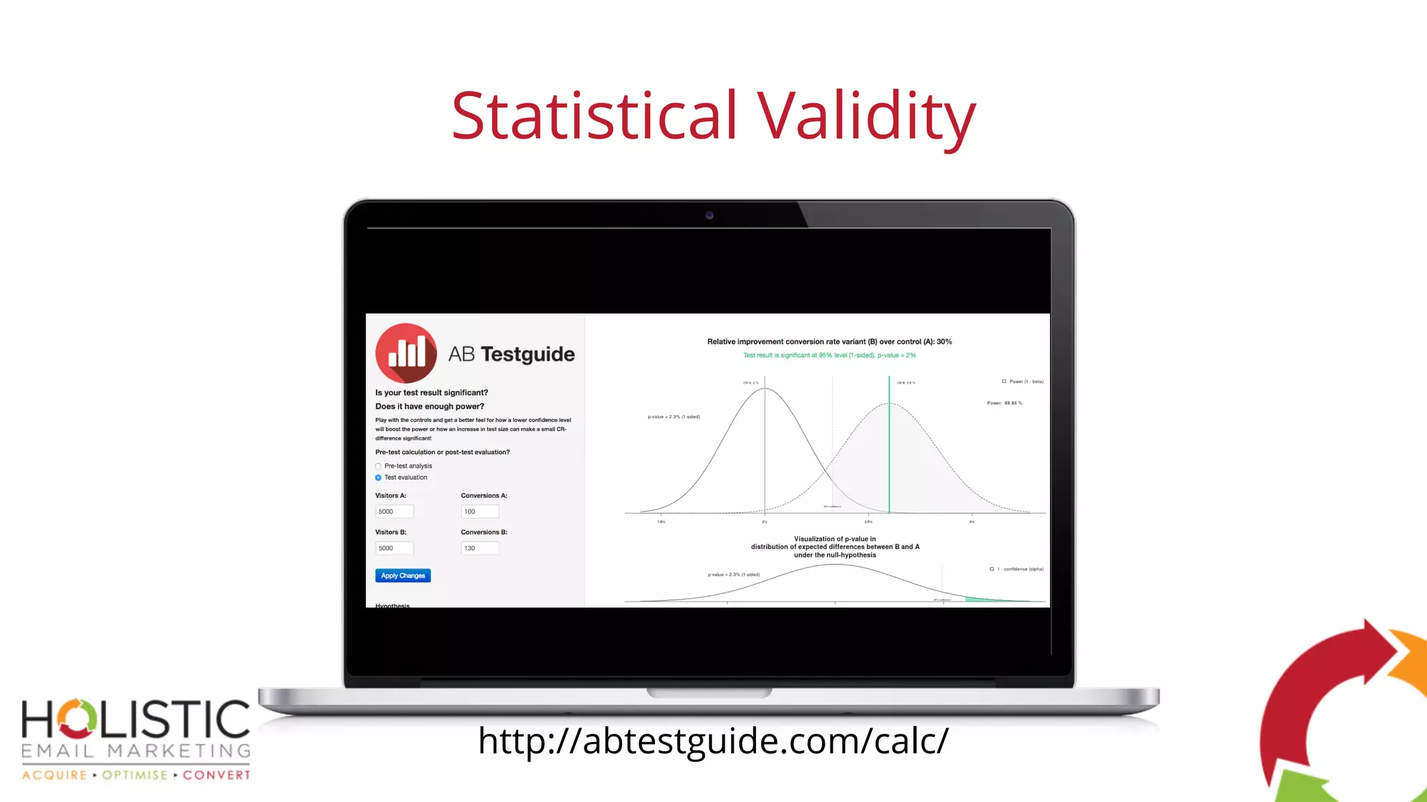 Statistical Validity
http://abtestguide.com/calc/
 