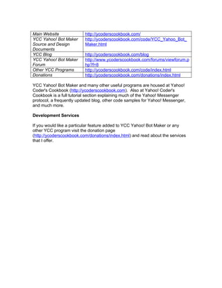 Ycc Yahoo! Bot Maker Help | DOC