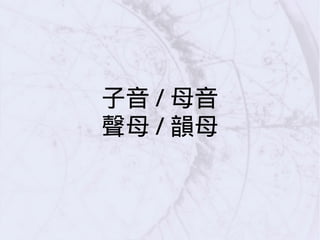子音 / 母音
聲母 / 韻母
 