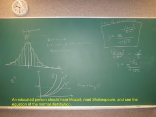 An educated person should hear Mozart, read Shakespeare, and see the equation of the normal distribution. 
