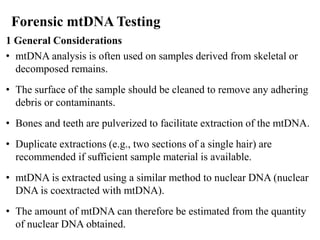 Mtdna Analysis Methods The role of Y chromosome and mitochondrial DNA in forensic science | PPTX