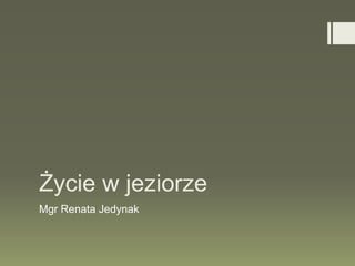 Życie w jeziorze
Mgr Renata Jedynak

 