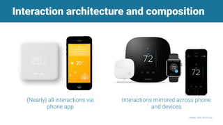 Interaction architecture and composition
Images: Tado, British Gas
(Nearly) all interactions via
phone app
Interactions mi...