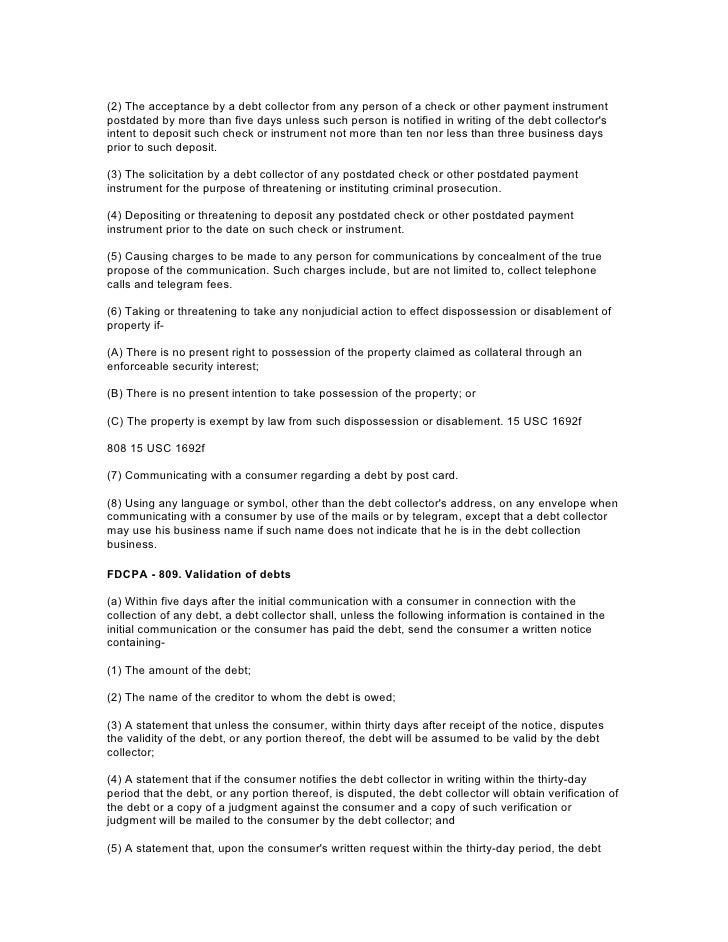 FDCPA Fair Debt Collection Practices Act