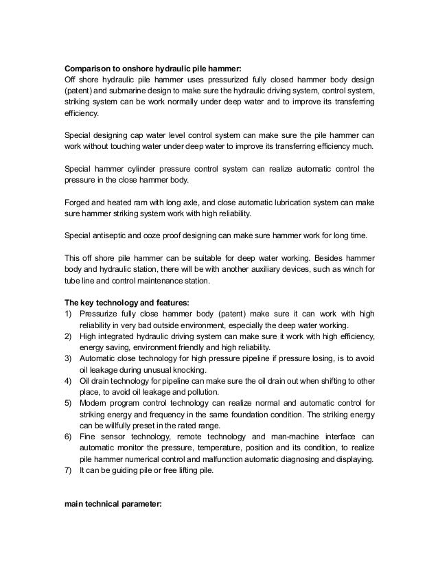 Ycs off shore hydraulic piling hammers