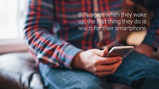 80% agree when they wake
up, the ﬁrst thing they do is
reach for their smartphone
 