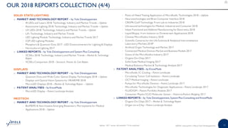 13©2018 | www.yole.fr | About Yole Développement
OUR 2018 REPORTS COLLECTION (4/4)
SOLID STATE LIGHTING
o MARKET AND TECHNOLOGY REPORT – by Yole Développement
− IR LEDs and Lasers 2018: Technology, Industry and Market Trends – Update
− Automotive Lighting 2018: Technology, Industry and Market Trends – Update
− UV LEDs 2018: Technology, Industry and Market Trends – Update
− LiFi: Technology, Industry and Market Trends
− LED Lighting Module Technology, Industry and Market Trends 2017
− CSP LED Lighting Modules
− Phosphors  Quantum Dots 2017 - LED Downconverters for Lighting  Displays
− Horticultural Lighting 2017
o LINKED REPORTS – by Yole Développement and System Plus Consulting
− VCSELs 2018: Technology, Industry and Market Trends – Market  Technology
Report
− VCSELs Comparison 2018 – Structure, Process  Cost Report
DISPLAYS
o MARKET AND TECHNOLOGY REPORT – by Yole Développement
− Quantum Dots and Wide Color Gamut Display Technologies 2018 – Update
− Displays and Optical Vision Systems for VR/AR/MR 2018
− MicroLED Displays 2018 – Market  Technology Report – Update
o PATENT ANALYSES – by KnowMade
− MicroLED Display – Patent Landscape Analysis
MEDTECH
o MARKET AND TECHNOLOGY REPORT – by Yole Développement
− BioMEMS  Non Invasive Emerging Biosensors: Microsystems for Medical
− Applications 2018 – Update
− Point-of-Need Testing Application of Microfluidic Technologies 2018 – Update
− Neurotechnologies and Brain Computer Interface 2018
− CRISPR-Cas9 Technology: From Lab to Industries 2018
− Ultrasound technologies for Medical, Industrial and Consumer 2018
− Inkjet Functional and Additive Manufacturing for Electronics 2018
− Liquid Biopsy: from Isolation to Downstream Applications 2018
− Chinese Microfluidics Industry 2018
− Scientific Cameras for the Life Sciences  Analytical Instrumentation
Laboratory Markets 2018*
− Artificial Organ Technology and Market 2017
− Connected Medical Devices Market and Business Models 2017
− Status of the Microfluidics Industry 2017
− Organs-On-Chips 2017
− Solid-State Medical Imaging 2017
− Medical Robotics Market  Technology Analysis 2017
o PATENT ANALYSES – by KnowMade
− Microfluidic IC Cooling – Patent Landscape
− Circulating Tumor Cell Isolation – Patent Landscape
− OCT Medical Imaging – Patent Landscape
− Pumps for Microfluidic Devices – Patent Landscape 2017
− Microfluidic Technologies for Diagnostic Applications– Patent Landscape 2017
− FLUIDIGM – Patent Portfolio Analysis 2017
− Consumer Physics SCiO Molecular Sensor – Patent-to-Product Mapping 2017
o LINKED REPORTS – by Yole Développement, System Plus Consulting and KnowMade
− Organs-On-Chips 2017 – Market  Technology Report
− Organ-on-a-Chip– Patent Landscape Analysis
Update : 2017 version still available / *To be confirmed
 