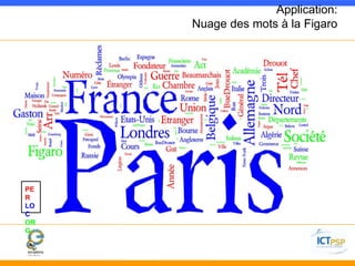 Application: 
Nuage des mots à la Figaro 
PE 
R 
LO 
C 
OR 
G 
 