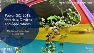 From Technologies to Markets
Power SiC 2019:
Materials, Devices
and Applications
Market and Technology
Report 2019
Sample
@2019
 