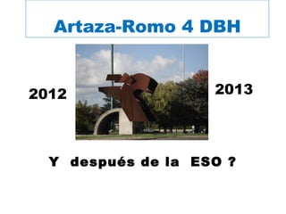 Artaza-Romo 4 DBH
Y después de la ESO ?
2012 2013
 