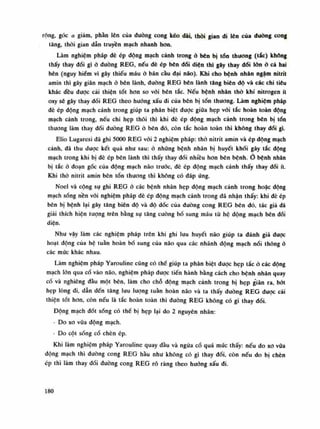 rộng, góc a giảm, phần lên của dường cong kéo dài, thòi gian di lên của dường cong
tăng, thòi gian dẫn truyền mạch nhanh hon.
Làm nghiệm pháp đè ép dộng mạch cảnh trong à bẽn bị tổn thương (tắc) không
thấy thay đối gì ò đuòng REG, nếu đè ép bên dối diện thì gây thay dổi lãn ó cả hai
bên (nguy hiểm vì gây thiếu máu ỏ bán cầu đại não). Khi cho bệnh nhân ngậm nitrit
amin thì gây giãn mạch ò bên lành, dường REG bên lành tăng biên độ và các chi tiêu
khác đều dượt cải thiện tốt hon so vói bên tắc. Nếu bệnh nhân thỏ khí nitrogen ít
oxy sẽ gảy thay dổi REG theo huống xấu di của bên bị tổn thuong. Làm nghiệm pháp
đè ép động mạch cảnh trong giúp ta phân biệt được giũa hẹp với tắc hoàn toàn dộng
mạch cảnh trong, nếu chỉ hẹp thôi thì khi đè ép dộng mạch cảnh trong bên bị tổn
thương làm thay đổi dường REG ò bên đó, còn tắc hoàn toàn thì không thay dổi gì.
Elio Lugaresi đã ghi sooo REG vói 2 nghiệm pháp: thỏ nitrit amin và ép dộng mạch
cánh, đã thu được kết quá nhu sau: ò nhũng bệnh nhân bị huyết khối gây tắc dộng
mạch trong khi bị đè ép bên lành thì thấy thay dổi nhiều hon bên bệnh.Ỏ bệnh nhân
bị tắc à đoạn gốc của động mạch não trước, dè ép động mạch cảnh thấy thay dổi ít.
Khi thỏ nitrit amin bên tổn thương thì không có đáp úng.
Noel và cộng sụ ghi REG ò các bệnh nhân hẹp động mạch cảnh trong hoặc động
mạch sóng nền vối nghiệm pháp đè ép dộng mạch cảnh trong dã nhận thấy: khi dè ép
bên bị bệnh lại gây tăng biên độ và độ dóc cùa dường cong REG bên dó, tác giá dã
giải thích hiện tượng trên bằng sụ tăng cuông bổ sung máu từ hệ dộng mạch bẽn dối
diện.
Nhu vậy làm các nghiệm pháp trên khi ghi lưu huyết não giúp ta đánh giá duọc
hoạt động của hệ tuần hoàn bố sung của não qua các nhánh động mạch nối thống ò
các múc khác nhau.
Làm nghiệm pháp Yarouline cũng có thề giúp ta phân biệt dược hẹp tắc ỏ các dộng
mạch lớn qua cổ vào não, nghiệm pháp được tiến hành bằng cách cho bệnh nhân quay
cổ và nghiêng đầu một bên, làm cho chỗ động mạch cành trong bị hẹp giãn ra, bót
hẹp lòng đi, dẫn đến tâng lưu lượng tuần hoàn não và ta thấy dường REG dược cái
thiện tốt hon, còn nếu là tắc hoàn toàn thì duòng REG không có gì thay đối.
Động mạch đốt sống có thể bị hẹp lại do 2 nguyên nhân:
- Do xo vữa động mạch.
- Do cột sống cồ chèn ép.
Khi làm nghiệm pháp Yarouline quay dâu và ngứa cổ quá múc thấy: nếu do xo vữa
dộng mạch thì đường cong REG hàu nhu không có gì thay dồi, còn nếu do bị chèn
ép thì làm thay đổi duòng cong REG rõ ràng theo huống xấu di.
180
 