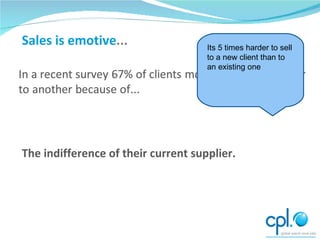 The indifference of their current supplier. Sales is emotive ... Its 5 times harder to sell to a new client than to an existing one 