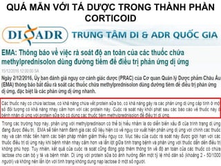 QUÁ MẪN VỚI TÁ DƯỢC TRONG THÀNH PHẦN
CORTICOID
 