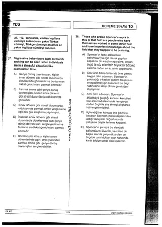 ー ／  ∴／題田中高話十十言二一∴＿∴一∴幽隷薄奮i
1      ￣   吊1品 完売’掴、油∵“抑撮瞳託や棚騨亭単軸軸醐互朗曾親臨輔輯 劍 X c ﾂ
I￣￣揚場I穀堕憩轍鮒一十ii柵−，閃，。〝，，lや三γ＝＿ ！ 出DS IDENEME三重］互 凵u●1〃rH ( ｸ ｸ T8 ﾉ ｩwh馼
謹議謹n 38°鶉鶉馨
心「∴∴「37
A）Spencer’infarkIiaIanlardaki
“義驚善書日豊 鶉豊襲畠
A）譲譲豊 B）譲護葦
B）ParmakemmegibigeriyedOnus        SOy厄yorIar・
C）繋謙譲C）驚韓藍 ilgli−Pek90karast−rmayaPIIm−St−r・宅D）llgiIendigiherkonudaOneCikmayl
D）嵩諾諾蒜言∴謀議叢書n
器器dikkatCekicio−a岬makミ E）謹書器墨書藍．r
E）謹諾露悪en …∴詩語認諾葉
davranISIarISergiIeyebiIirler．
DIJK0                229            Di− s  G・ 剪
gera）4ayaegn／Z．    ∴∴    懇 劍 " ､yO｢ b
 