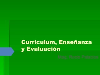 Curriculum, Enseñanza
y Evaluación
Mag. Rocio Palacios
 