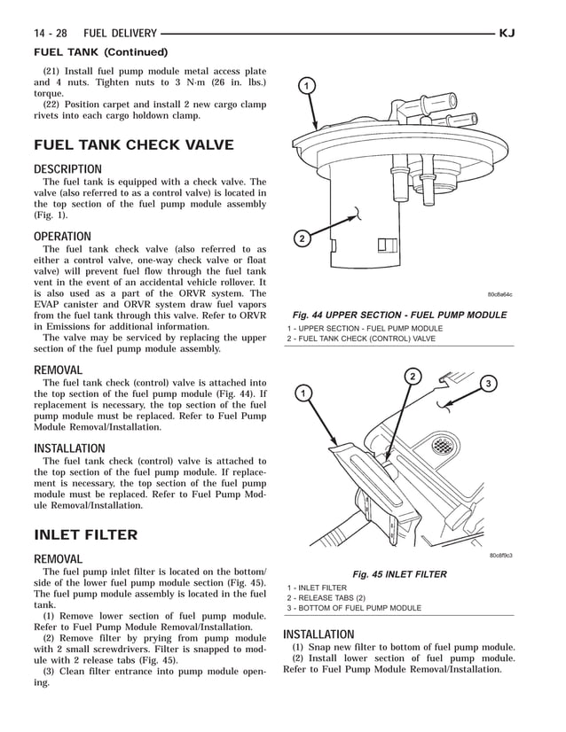 Jeep liberty 2002 2005 fuel system
