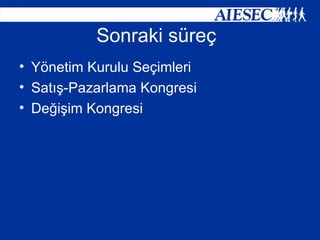 Sonraki süreç Yönetim Kurulu Seçimleri Satış-Pazarlama Kongresi Değişim Kongresi 