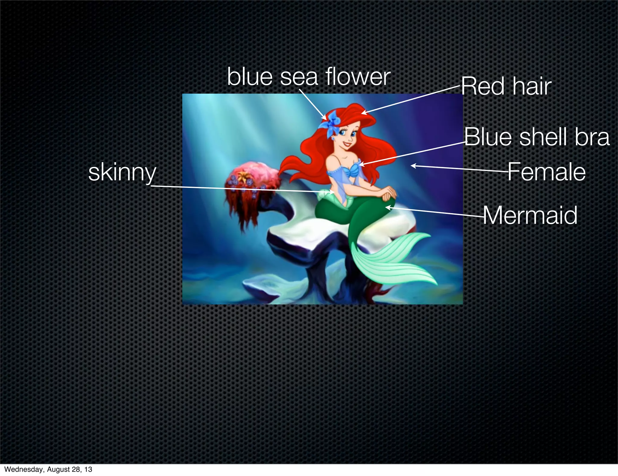 Mermaid
Femaleskinny
Blue shell bra
blue sea flower Red hair
Wednesday, August 28, 13