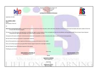 ALTERNATIVE LEARNING SYSTEM ACCOMPLISHMENT REPORT OF HERNANI DISTRICT ...