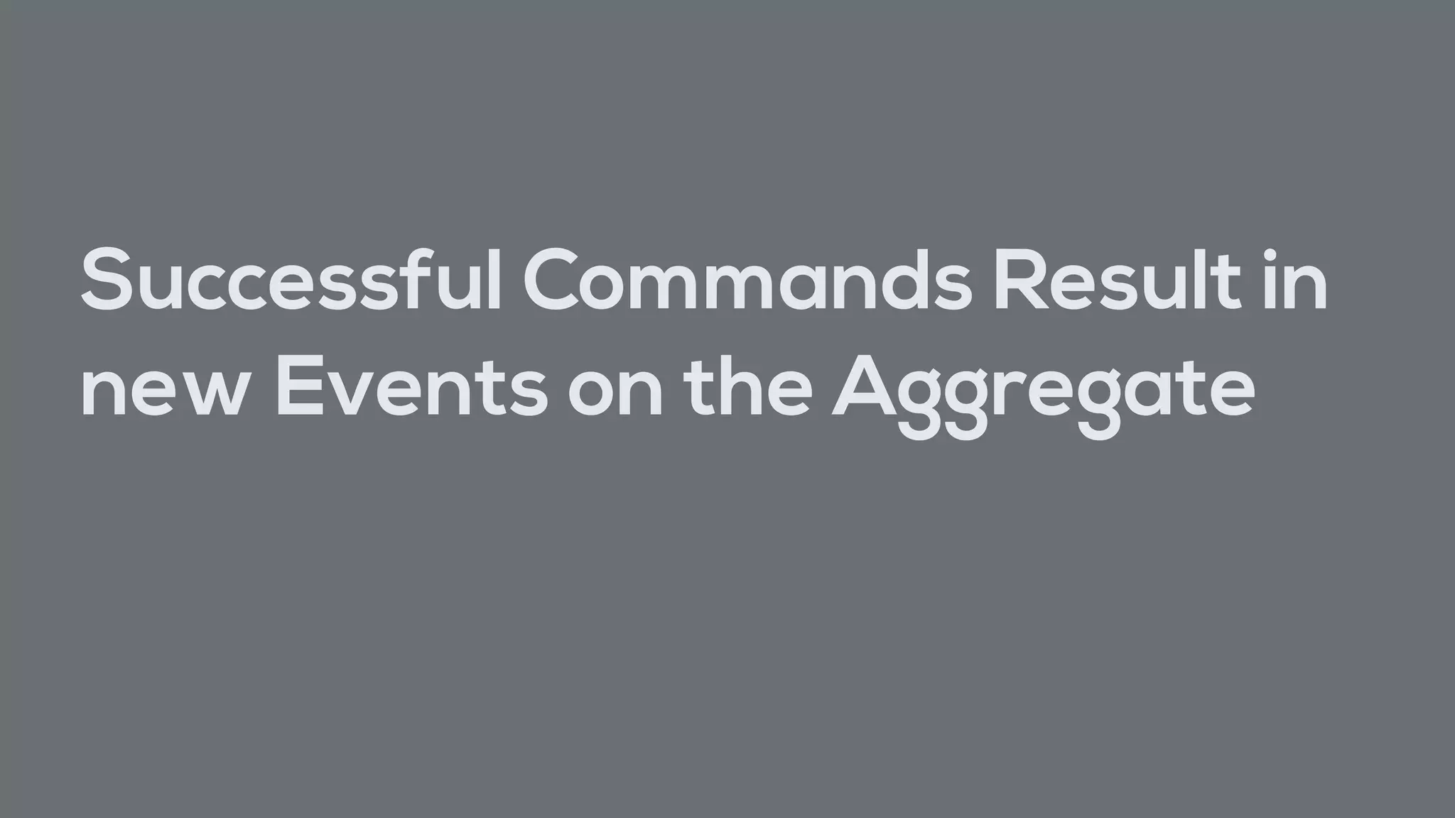Successful Commands Result in
new Events on the Aggregate
 