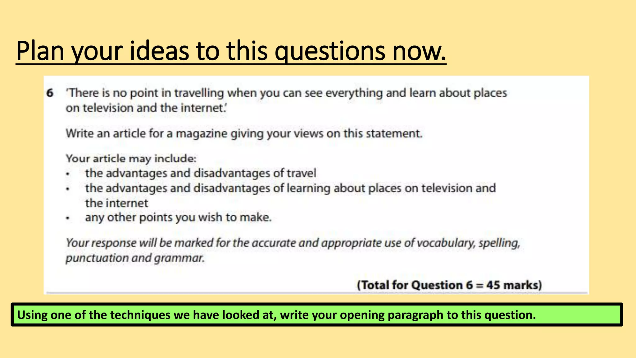 Year 10 iGCSE English Language writing | PPTX