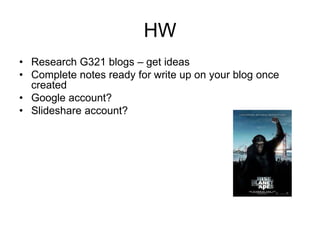 Year 12 media studies lesson 2 blogs set up | PPT