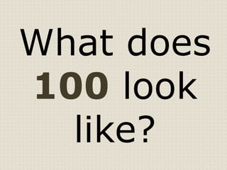 What does
100 look
  like?
 