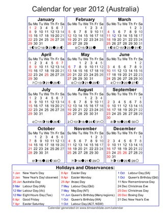 Year 12 Calendar Australia