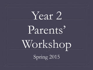 Year 2
Parents’
Workshop
Spring 2015
 