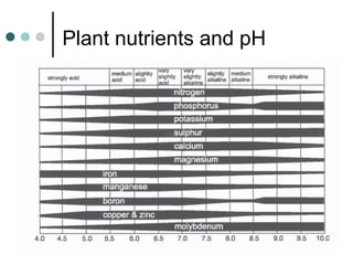 Plant nutrients and pH
 