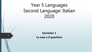 Year 5 Languages
Second Language: Italian
2020
Semester 1
La casa e il quartiere
1
 