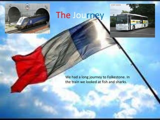 TheJourneyWe had a long journey to Folkestone. In the train we looked at fish and sharks.