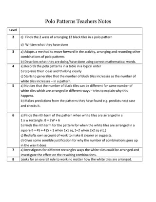 Polo Type Math Year 7 investigation homework | DOC