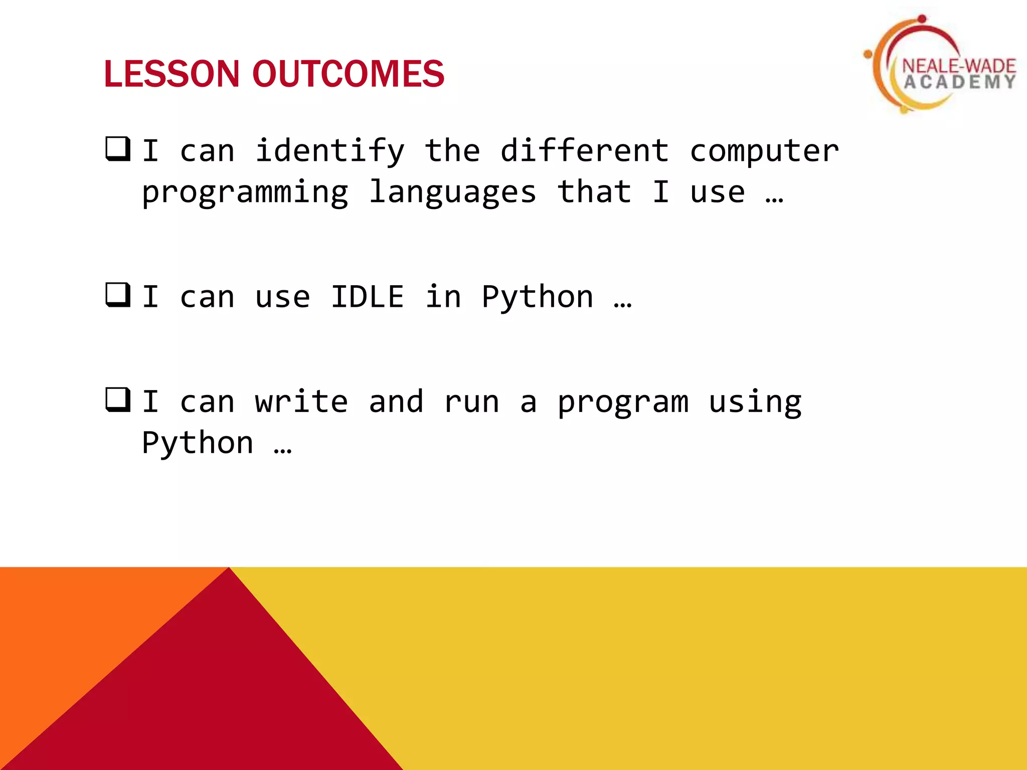 Year 7 lesson 1 introduction to programming | PPTX