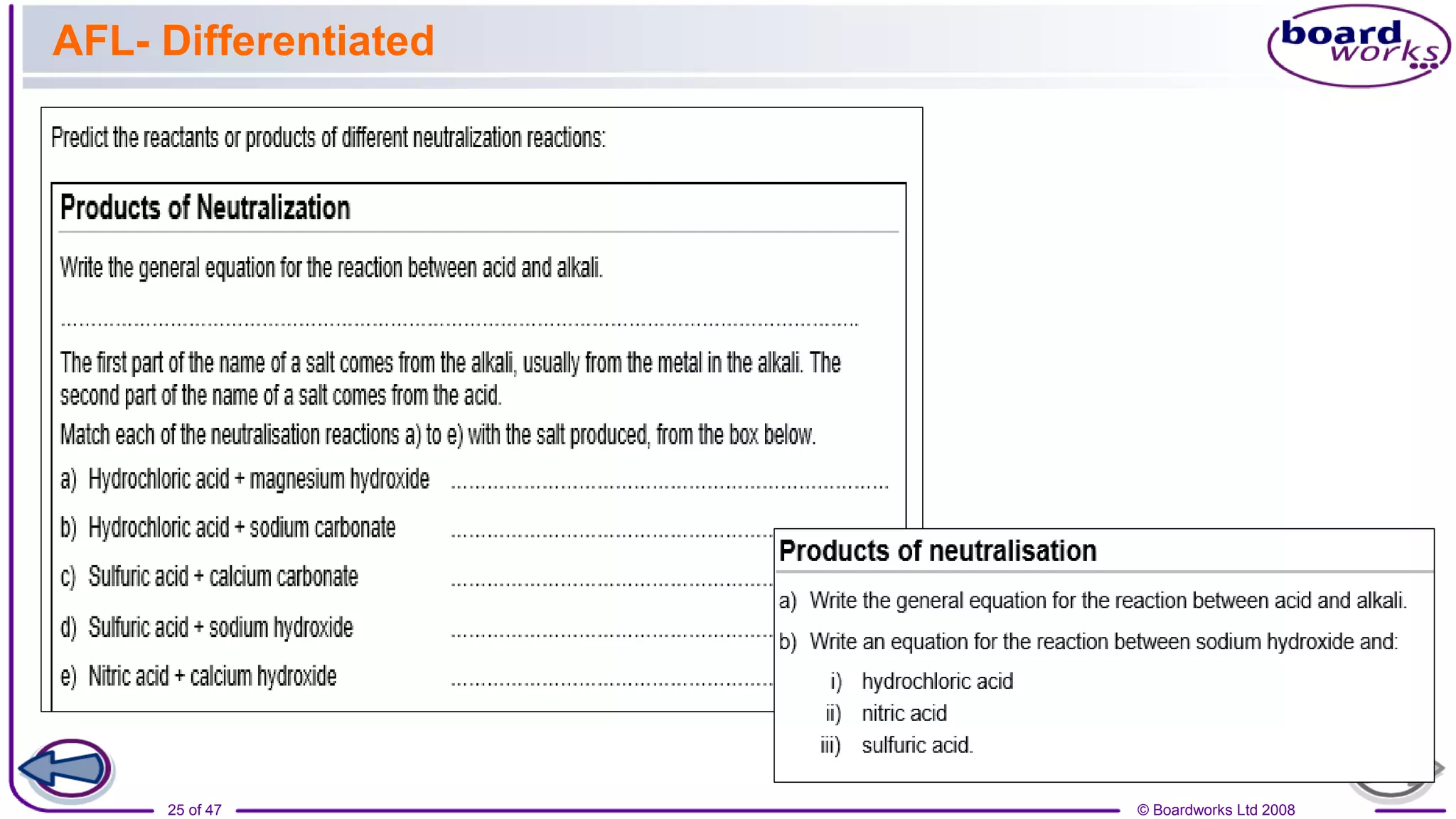 © Boardworks Ltd 2008
25 of 47
AFL- Differentiated
 