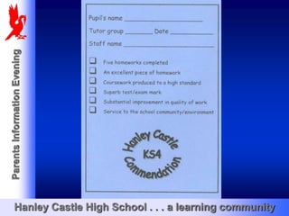 Parents Information Evening




       Hanley Castle High School . . . a learning community
 